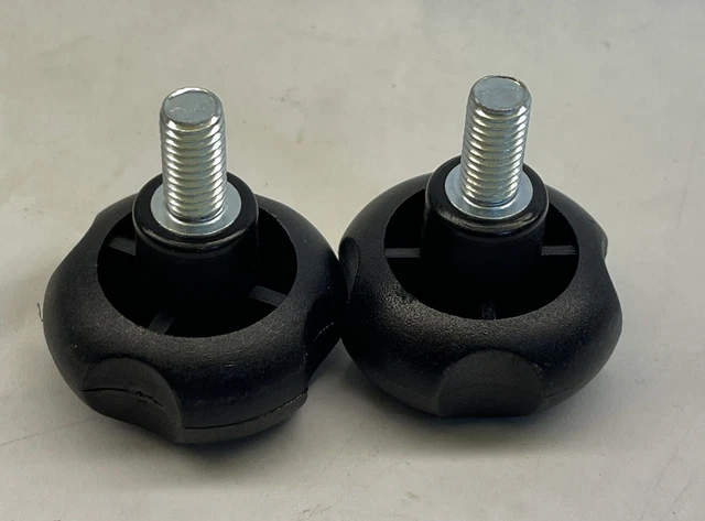 2 Clamping Knobs 1-1/2” Plastic Four Pointed  Head Male 3/8-16 x3/4 Black(23D28)