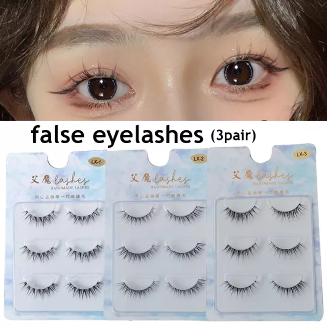 3 Paires De Faux Cils 3D En Vison Croix Vaporeuse Longs Épais Et Doux Faux 》