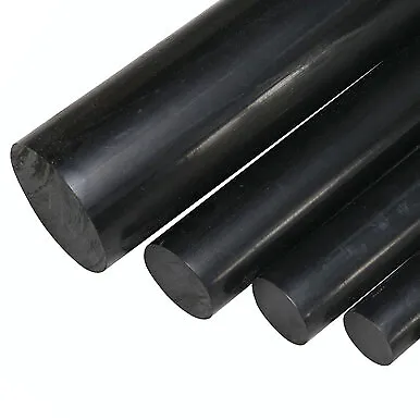 2.000 (2 inch) x 20 inches, Acetal Round Rod, Black, Bar Stock