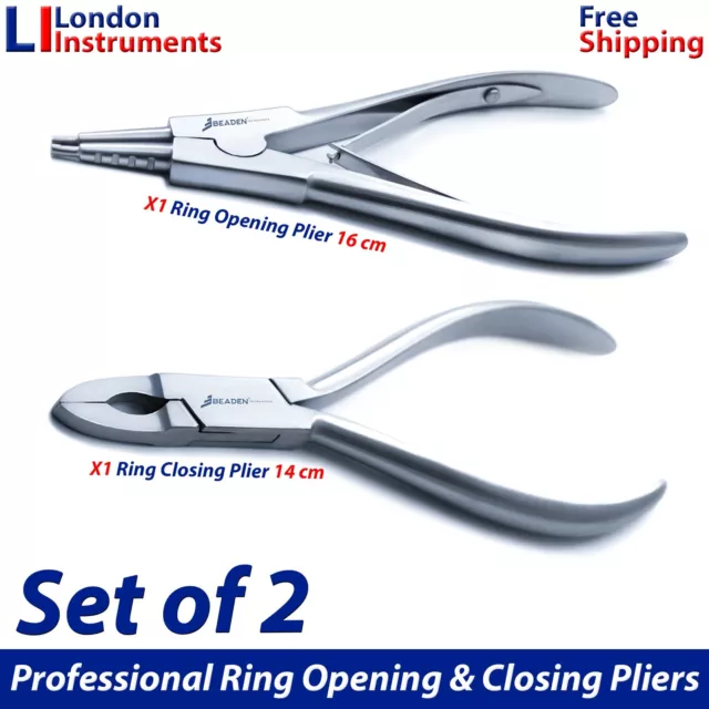 Professional Ring Opening & Closing Pliers Body Piercing Captive Bead Tools 2pcs