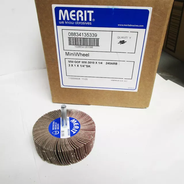Merit Abrasives Mini Wheel 3"X1"X1/4" 240G Ceramic Flap Disc #08834135339