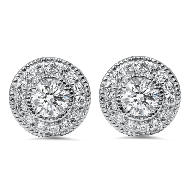 1 1/2ct Diamond Studs & Removable Earring Jackets 14K White Gold