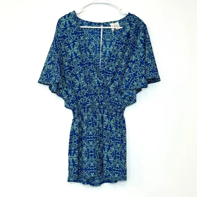 Mimi Chica | Womens Organic Paisley Lightweight Romper | Color: Blue/Green | Siz