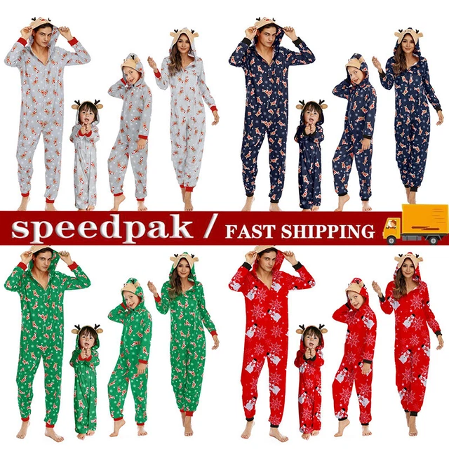 Family Matching Adult Kids Christmas Pyjamas Xmas Warm Elk Nightwear Pajamas Set