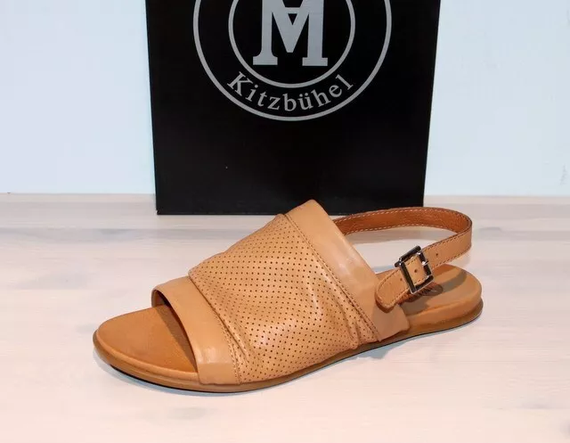 MACA KITZBÜHEL Leder Sandale Pantolette Flats Perforiert Schnalle - Neu ! Gr. 38