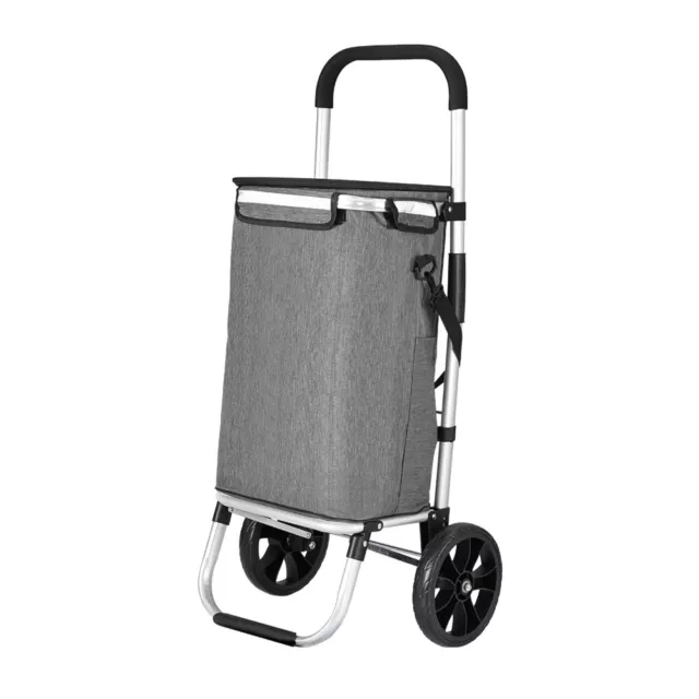 Emajin Shopping Trolley Cart Foldable Grocery Basket Storage Bag Wheel 45KG Grey