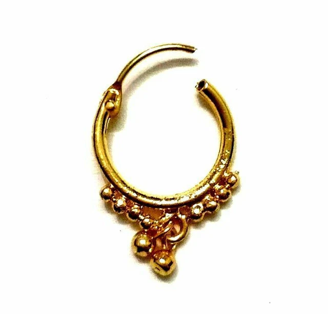 Indian Nath Ethnic Gold Plated Beautiful Wedding Hoop Nose Ring Fashion Jewelry