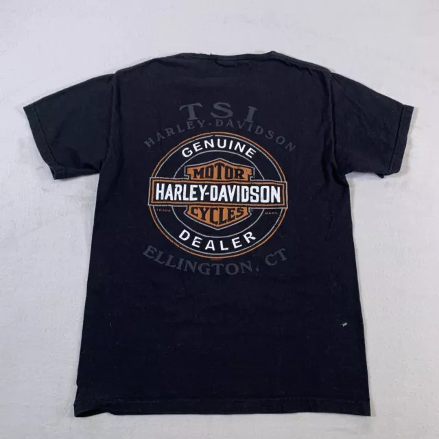 Harley Davidson Shirt Mens Small Black Cotton Connecticut Motorcycle Biker U52