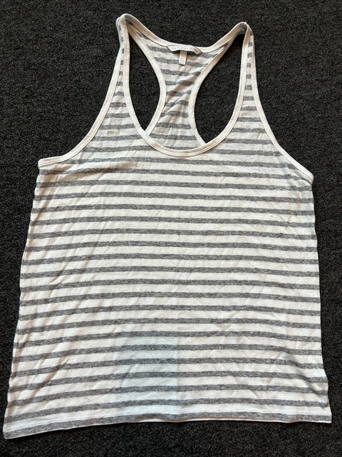 Victorias Secret Gray & White Striped Racerback Tank Top With Angel Wings Medium