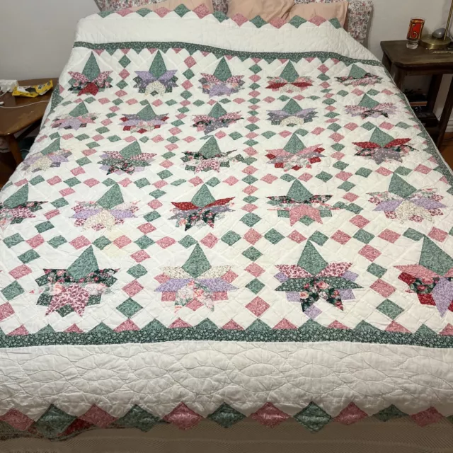 Vintage hand stitched Star Quilt 78x78