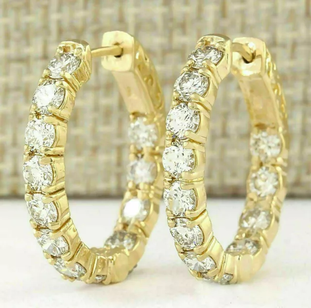 2Ct Round Cut Moissanite Hoop Women's Earrings 14K Yellow Gold Over Fine Jewelry