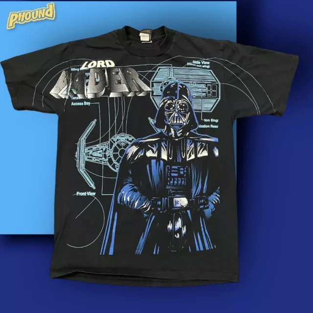 Vtg 1996 Star Wars Darth Lord Vader All Over Print Graphic T-Shirt Sz Medium EUC