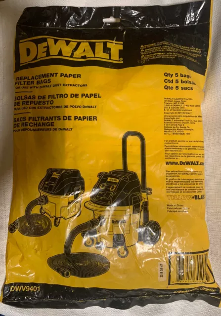 Pack of Dewalt DWV9401 Replacement Filter Bags (4 bags in the package)