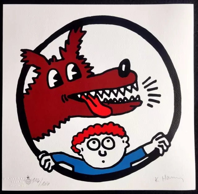 Keith Haring - Lithographie 180ex ( Jeff Koons Sam Cox _ Jean Michel Basquiat]