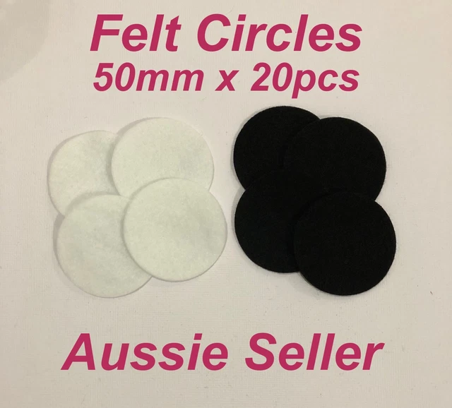 50mm Felt Circles 20pc White or Black DIY Hairclips Millinery Aussie Seller