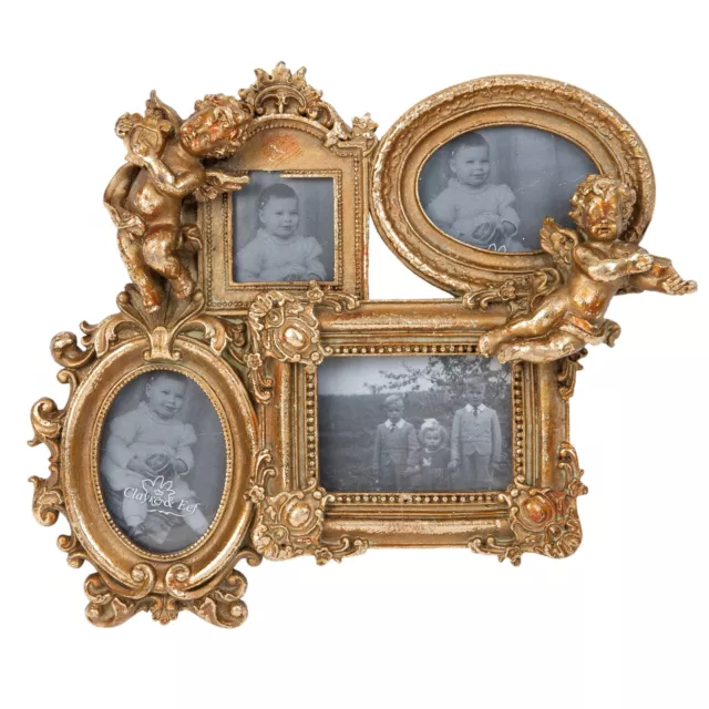 Baroque Vintage Style Gold Cherub Ornate Photo Multi Aperture Picture Frame