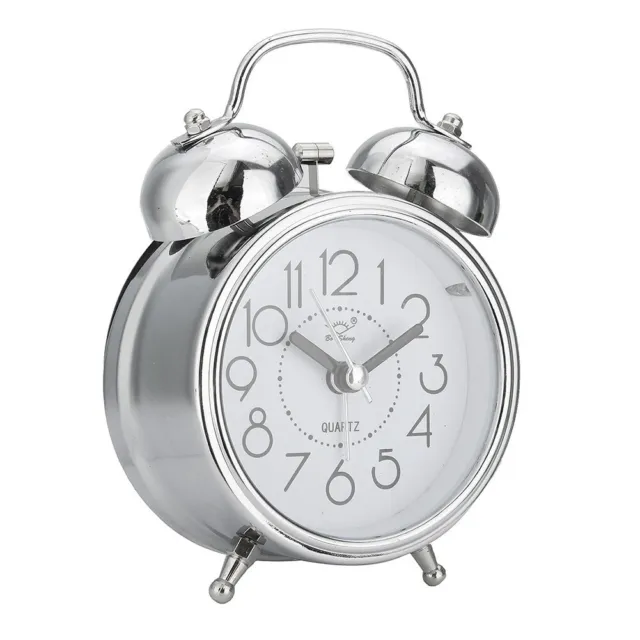 Retro-Double-Bell Quartz Movement Silent Alarm Clock Home Livingroom Hot