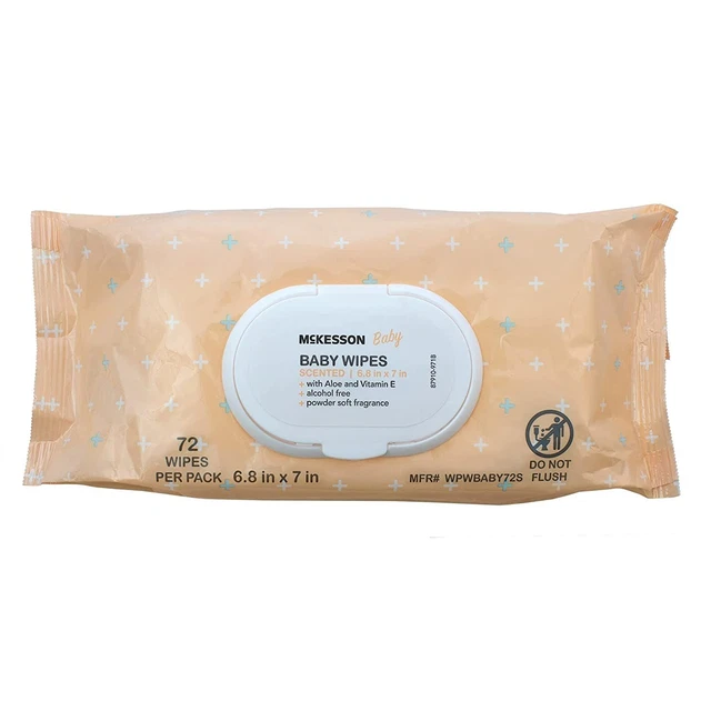 McKesson Baby Wipes - Scented with Powder Soft Fragrance, Contains Aloe and...