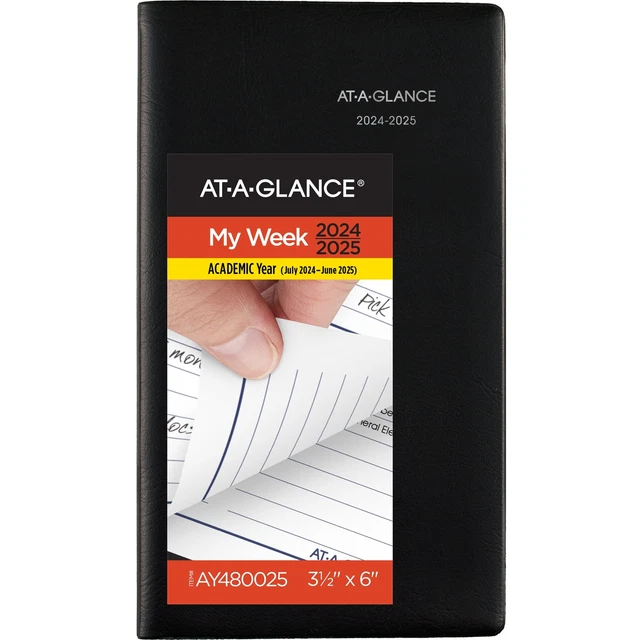ATAGLANCE DAYMINDER ACADEMIC 20242025 Weekly Planner Black Pocket 3