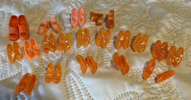 Barbie Doll Shoes, Lot of 19 pairs of Assorted Shoes and 1 Pair of Boots, Orange