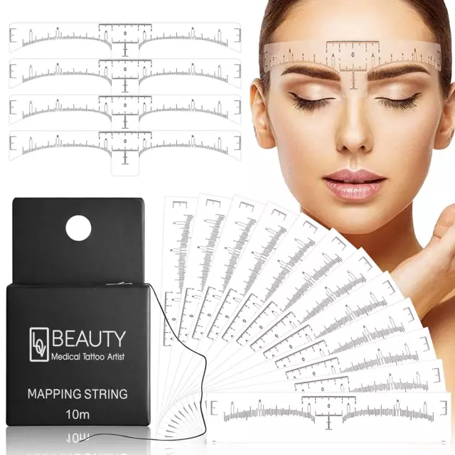 100Er Pack Augenbrauenlineal Mit 1 Box 10M Premium Eyebrow Mapping Ink String Fü