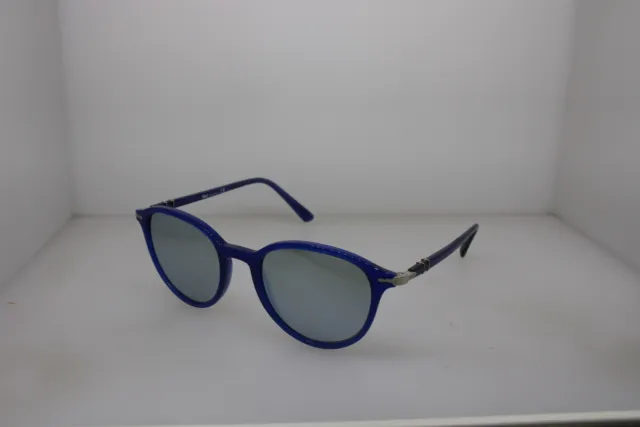 Authentic Persol 3169S Blue Plastic Round Womens Sunglasses Blue Mirrored Lens
