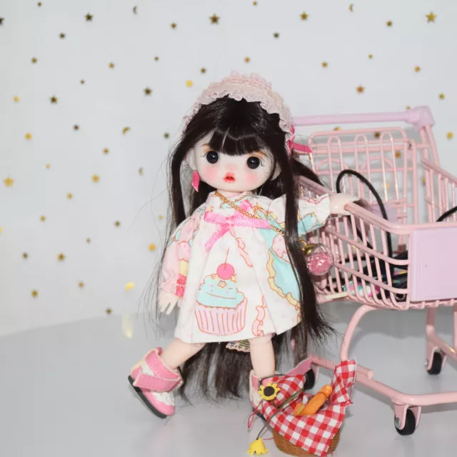 Kids Toy Girl Doll Mini 1/8 BJD Doll + Face Makeup Wigs Shoes Clothes Full Set