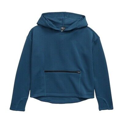 NWT Zella Ribbed Tech Cropped Hoodie Teal India Women's Size L Pullover Blue
