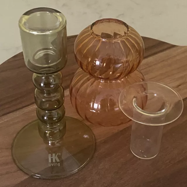 HK Living Selfridges Glass Candleholder And Delicate Bud Vase Candle Holder