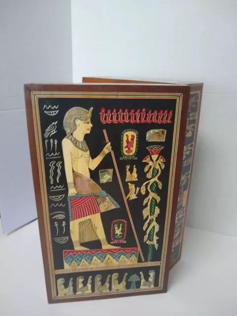 Egyptian Box Inlaid Mother Of Pearl Wooden Lined Large  14"x8"x4.5"