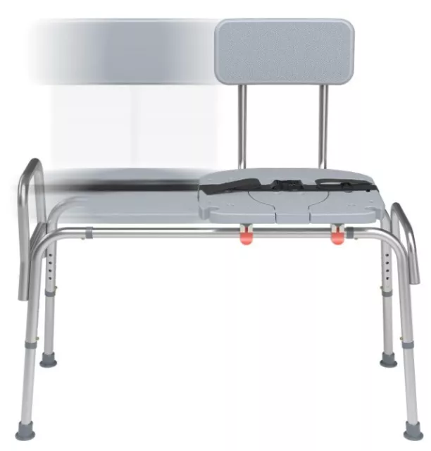 Sliding Shower Chair and Tub Transfer Benches with Cutout Access, Adjustable Sea