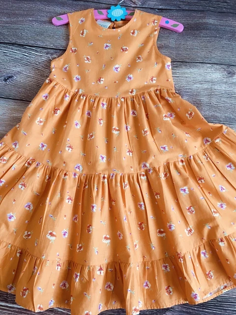 Abito a più livelli vintage madre e bambino mandarino pansy cotone Laura Ashley 4 anni