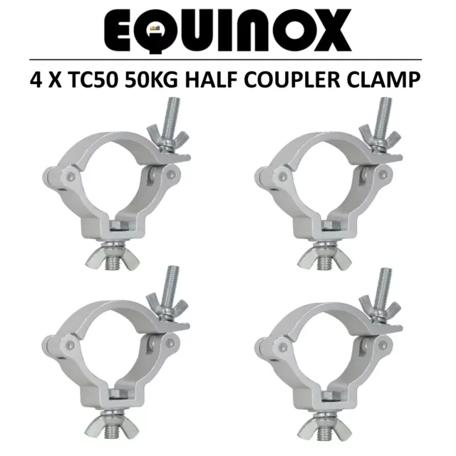 4 Pack Equinox TC 50S 50KG 50mm 2" Aluminium Pro Truss Half Coupler Light Clamp