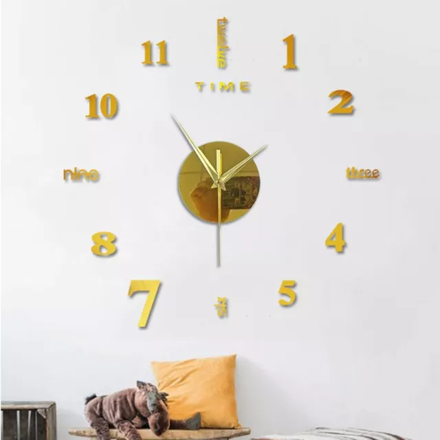 Autocollant horloge murale miroir 3D style minimaliste pour décoration de burea