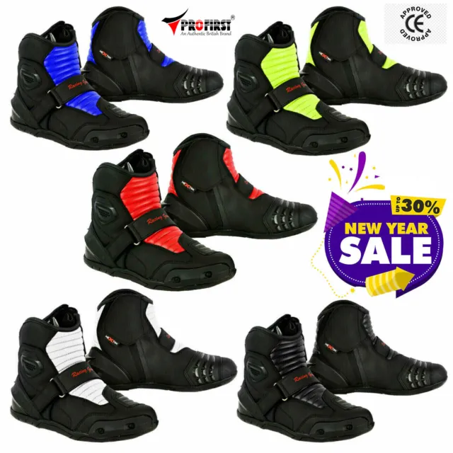 Men Motorbike Leather Boots Black Waterproof Motorcycle Racing Shoes CE Armoured