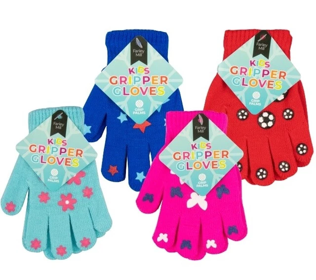 Kids Magic Gripper Gloves Patterned Winter Warm Hand Boys Girls School Children