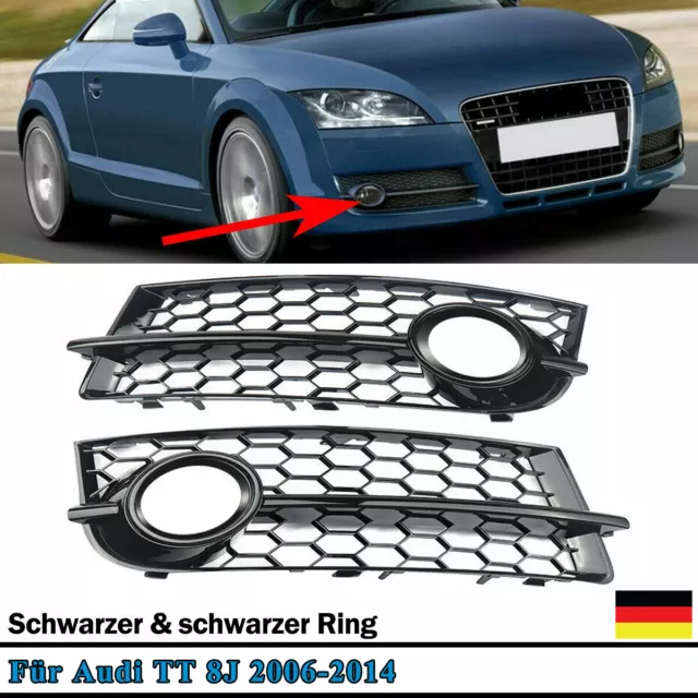 Schwarz Gla Stoßstange Gitter Waben Nebelscheinwerfer Kühlergrill für Audi TT 8J