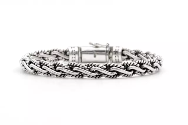 9 " Homme Tresse Corde Tissage Handmade Chaîne Lien Argent Massif 925 Bracelet