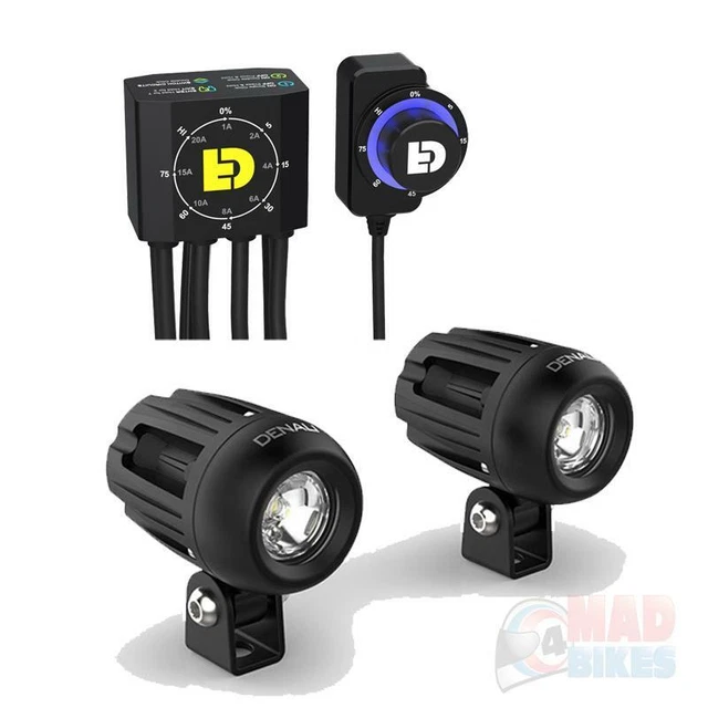 Denali DM LED Spot Feux & Dialdim Smart Contrôleur Moto Pack Kit