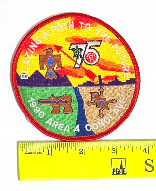 BSA 1990 Area 4 Conclave Patch 75th Blazing A Path To The Future RED Border OA