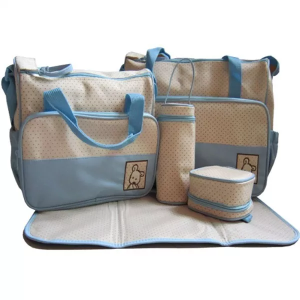 New 5pcs Baby Girl Boy Nappy Changing Bag Set Diaper Bag
