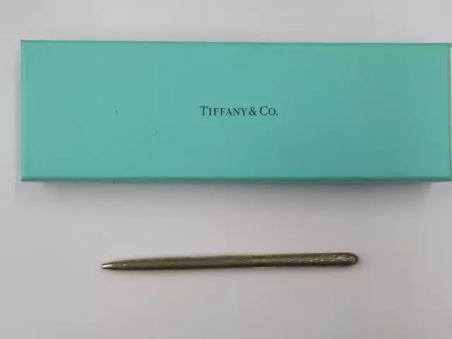 Tiffany & Co. Gold Slim Ballpoint Pen Sterling Silver 925 Vintage Authentic