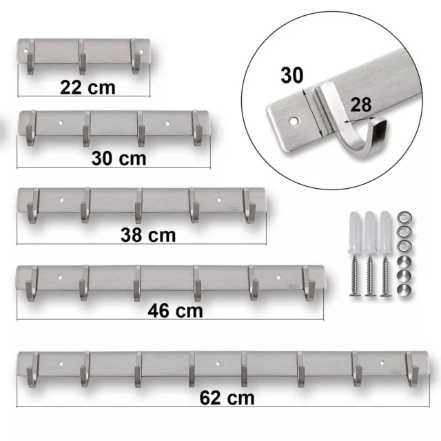 Hakenleiste Garderobenhaken Wandhaken  Kleiderhaken Edelstahl Haken 3 4 5 6 8 2