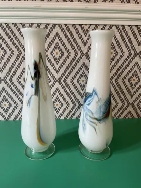 A Pair of Retro/vintage Mid Century Modern Glass Vases