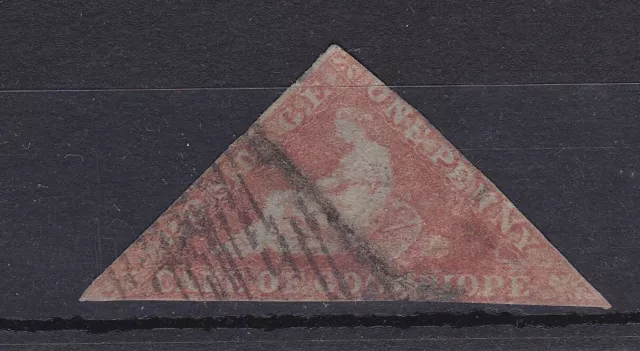 BC208) Cape of Good Hope 1853 1d Pale brick-red triangle SG1 used, faults