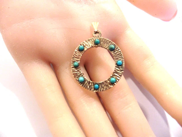 Gorgeous Half Sovereign Pendant Mount With Turquoise