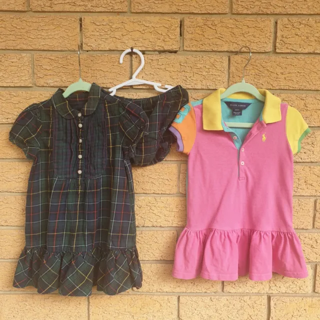 Ralph Lauren Girls Toddler Size 18 months 1 - 2 Dress bundle lot check pink