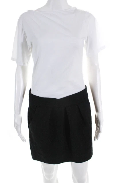 Diane Von Furstenberg Womens Pleated Knit Mini Skirt Black Size 8 LL19LL