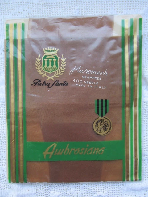 1950s Ambrosiana Micromesh Seam-free 400 Needle Italy Stockings Sealed 10 Prop