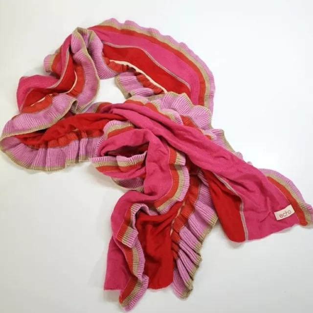 ECHO Ruffle Pink & Red Stripe Cozy Knit Scarf